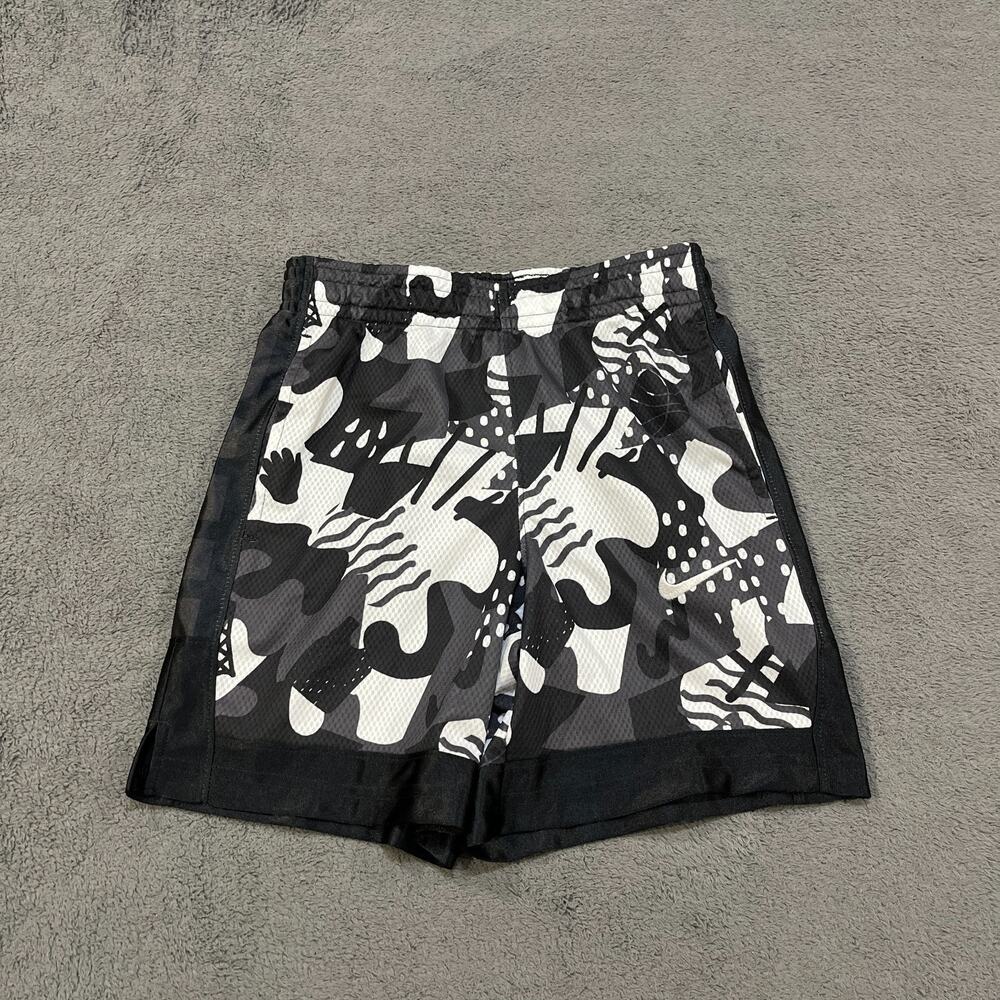 Nike Dri-FIT Elite Black White Camo Basketball Shorts DQ8809-010 Kids Size Small